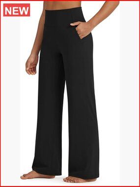 High Stretch Yoga Pants Soft High Waisted Casual Wide Leg Pants with Pockets